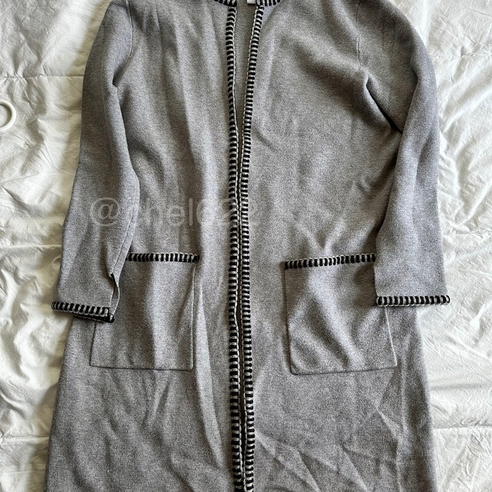 Magaschoni Gray Cardigan with Black Accents